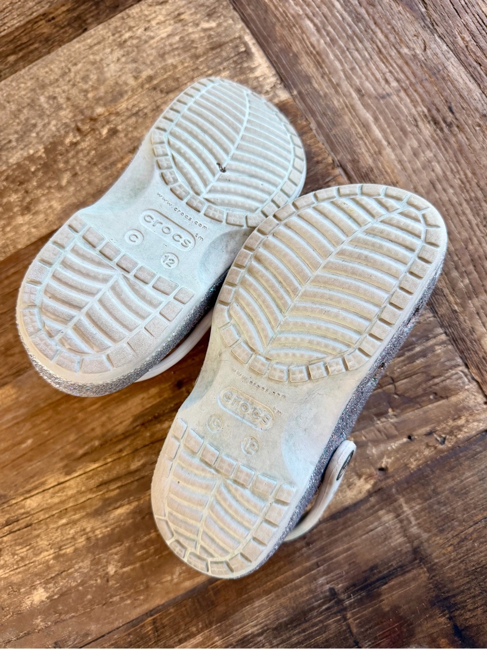 Girls Silver Glitter Crocs with Gems Sz 12 - Picture 6 of 6